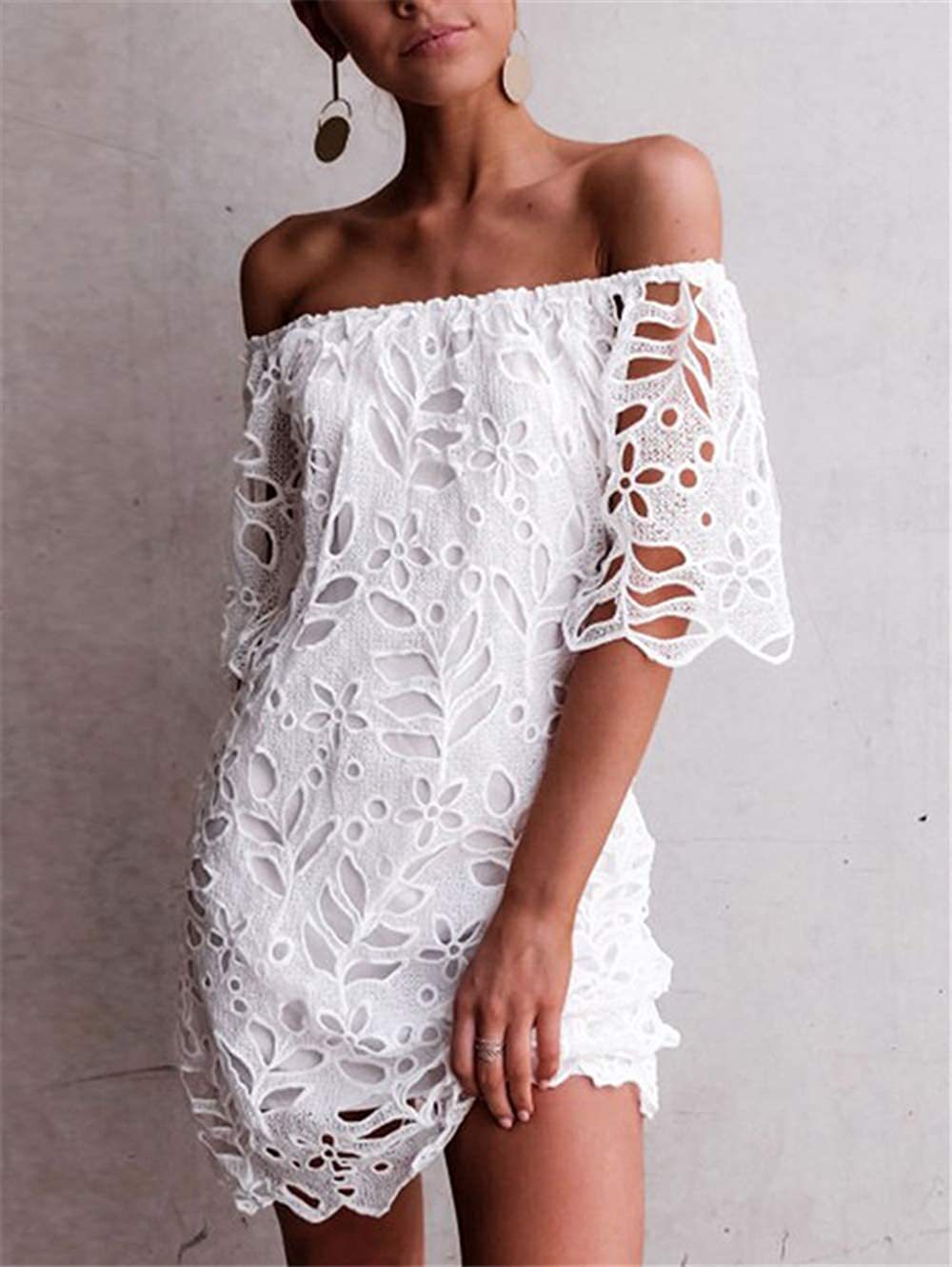MidiSono - Off Shoulder Lace Mini Dress