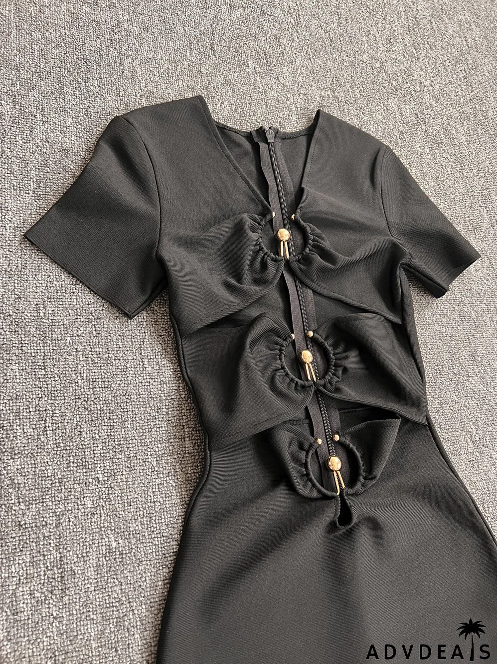 Women's Summer Metallic Sexy And Elegant Long Slim-Fitting Short-Sleeved Bandage Dress