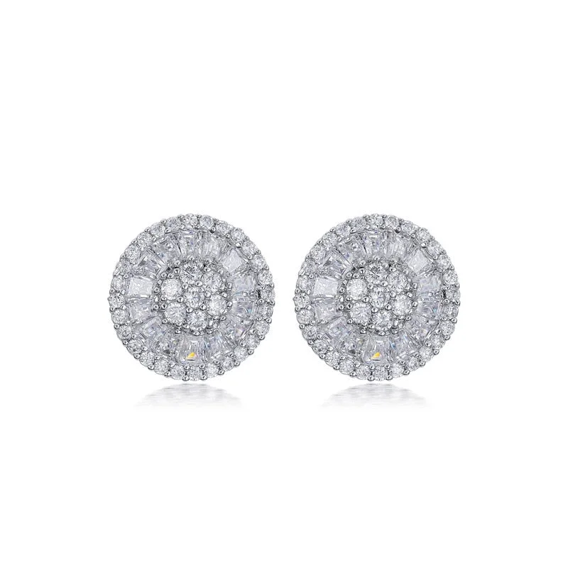 Huitan New Arrival Classic Round Shaped Women Earrings With Tiny CZ Stone Setting Daily Gadget Birthday Gift For Girlfriend