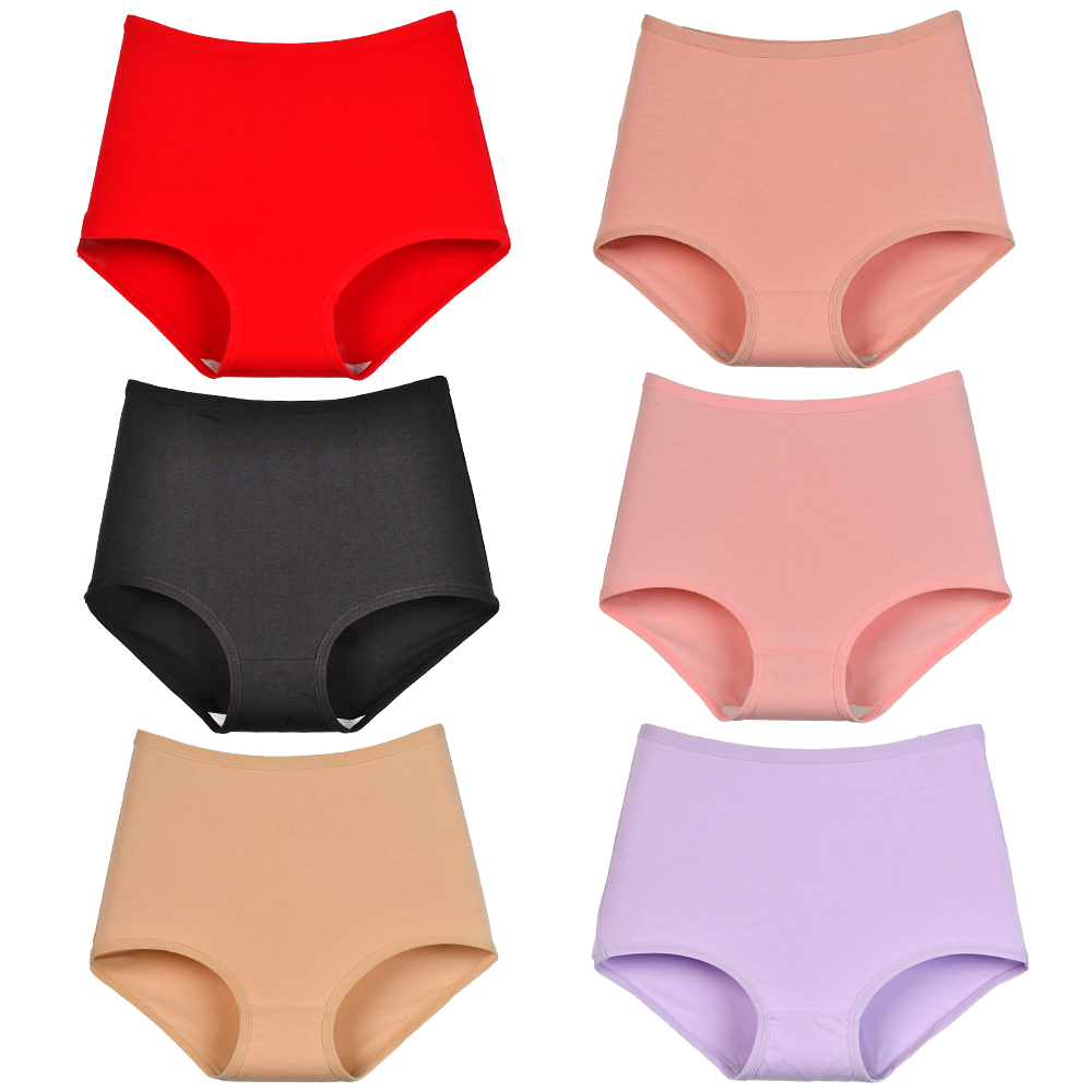 Wwshell 6Pcs Women Cotton High Waist Panties Breathable Briefs Plus Size Lingerie Seamless Ladies Panty Underpants Oversize Underwear