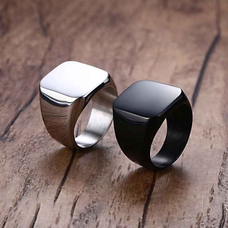 Men Rings Stainless Steel Ring Men’s Simple Bare Square Titanium Steel Ring Jewelry RC-294