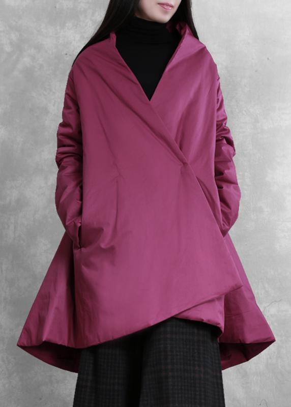 VCSHOES purple winter outwear snow v neck asymmetric coats