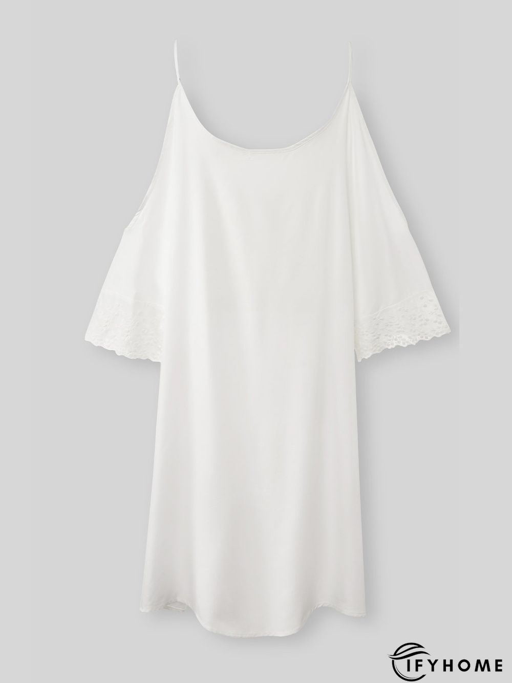 Half Sleeve Holiday Cotton-Blend Plain Weaving Dress | IFYHOME