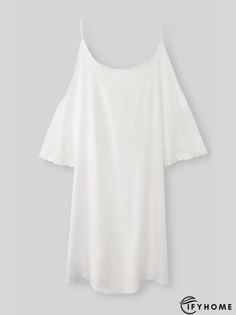 Half Sleeve Holiday Cotton-Blend Plain Weaving Dress | IFYHOME