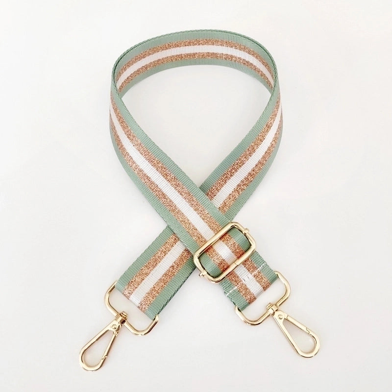 New Colorful Nylon Wide Shoulder Strap Bright Gold Thread Purse Accessories Strap Adjustable Shoulder Crossbody Replacement Long Strap