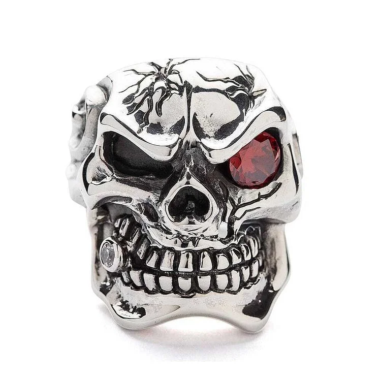 Titanium steel Red Eye Skull Ring