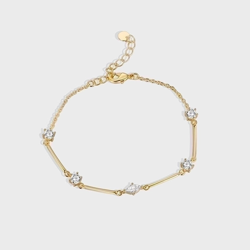 Minimalist Geometric Copper Plating Inlay Zircon 18k Gold Plated Bracelets