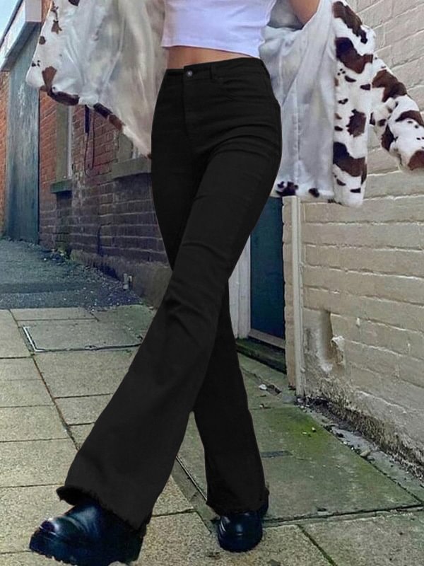 Vintage Brown High-Waist Micro Flared Jean Pants