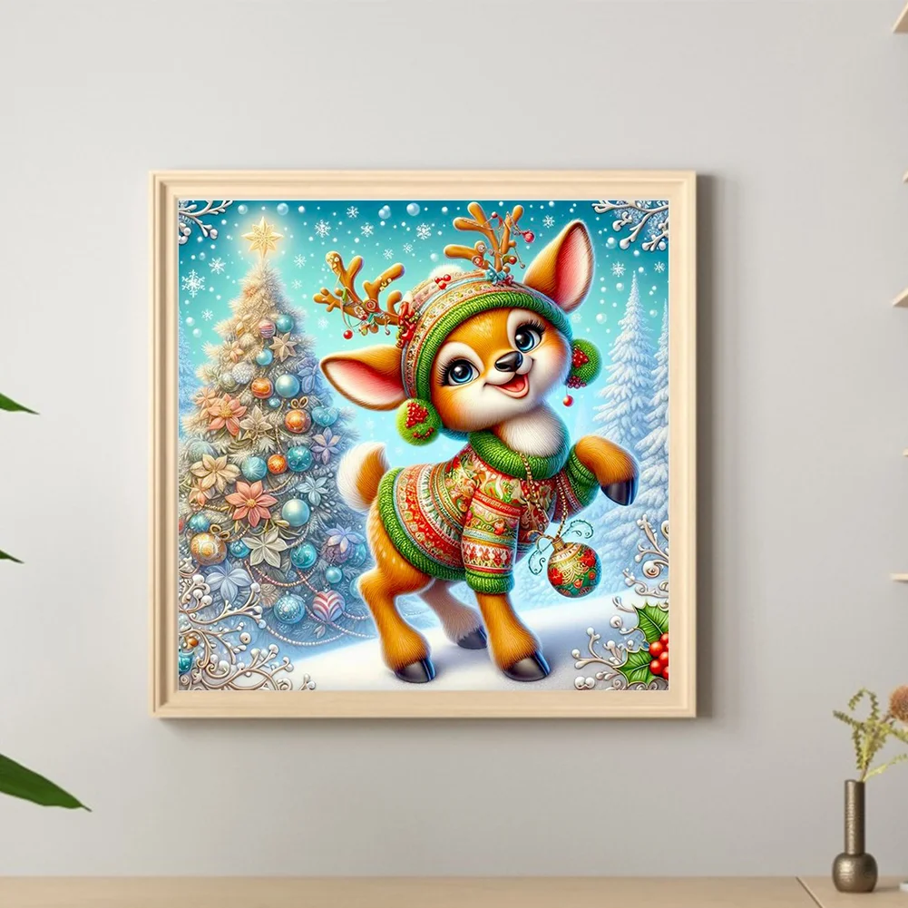 Diamond Painting - Full Round Drill - Xmas Deer(Canvas|30*30cm)
