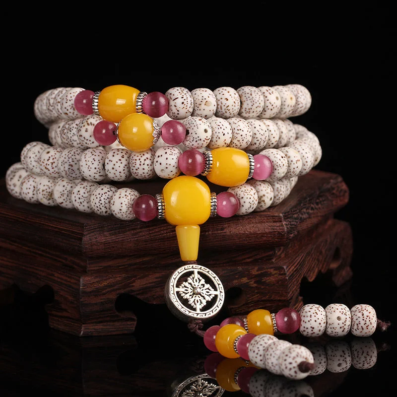 Handmade Tibetan Bodhi Seed Amber Confidence Bracelet