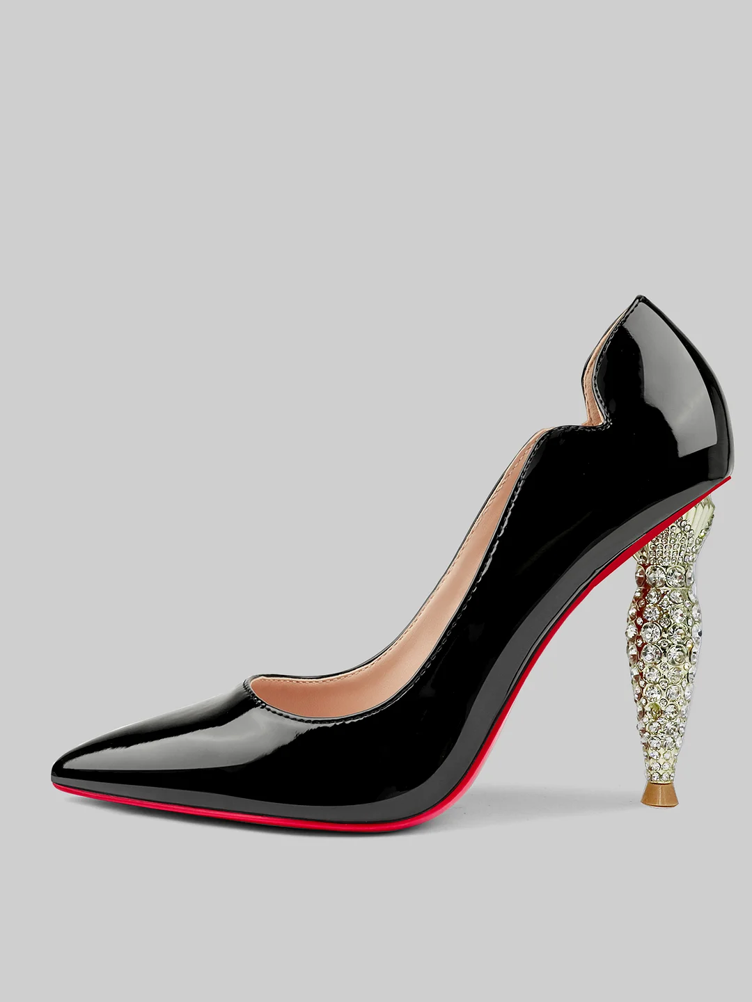 100mm Women's High Heels for Party Wedding Patent Red Bottom Pumps Black-US10.5
