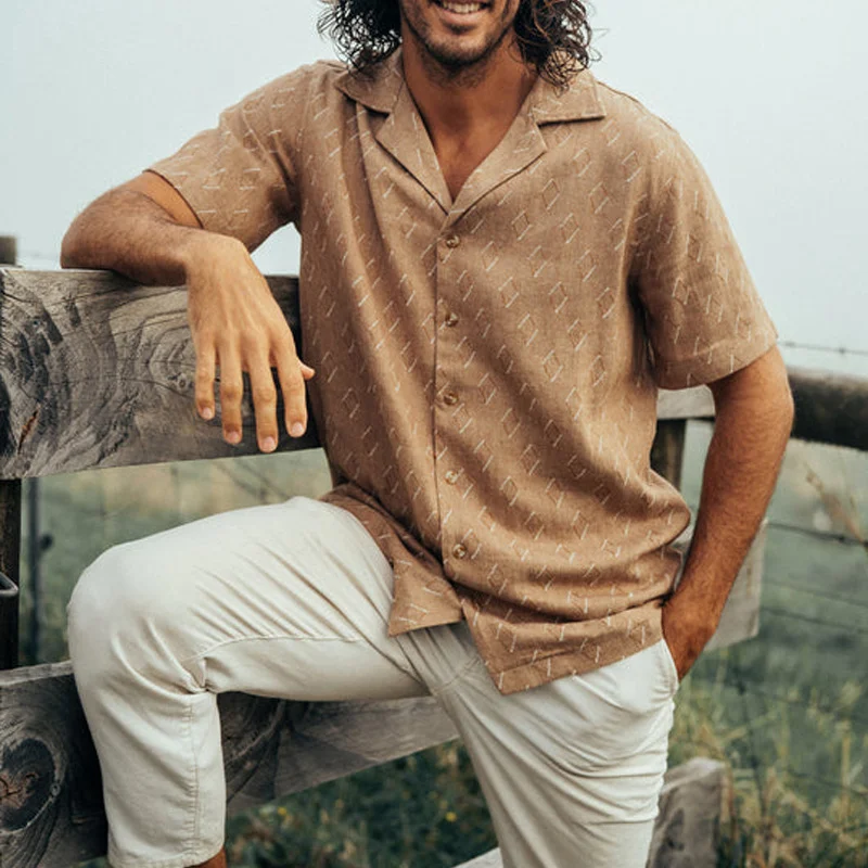 Men's Cotton Plaid Lapel Comfortable And Breathable Button-Down Shirt