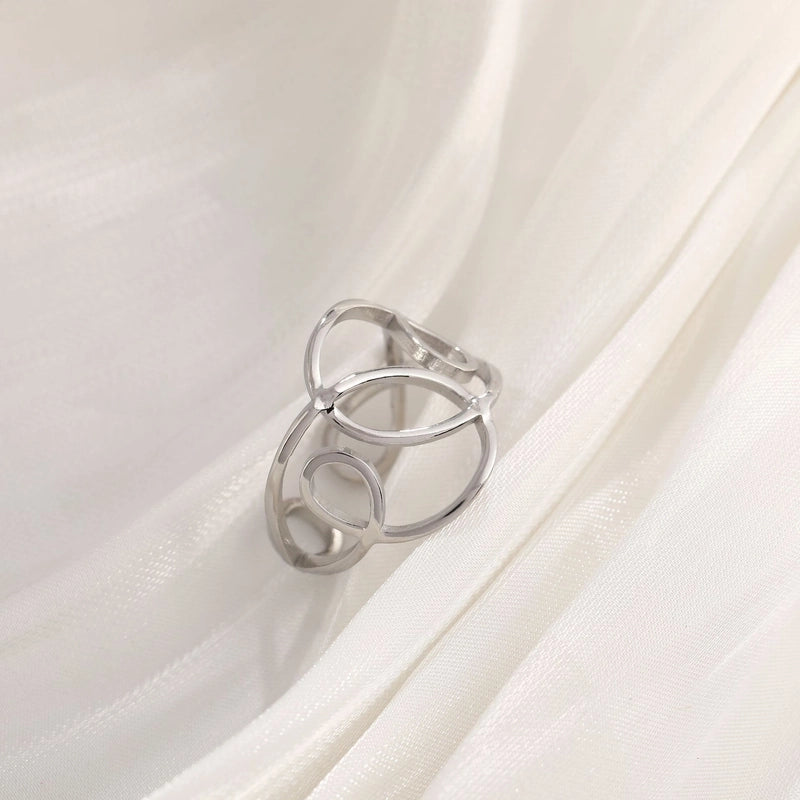 Basic Minimalist Classic Style Irregular Pentagram Lines 304 Stainless Steel Plating Open Rings