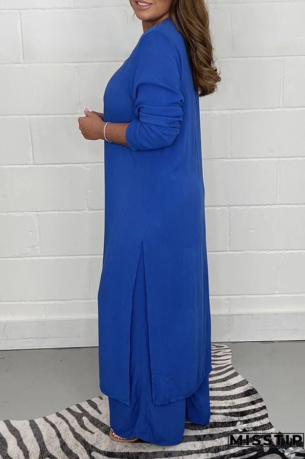Slit Long Top Trousers Set