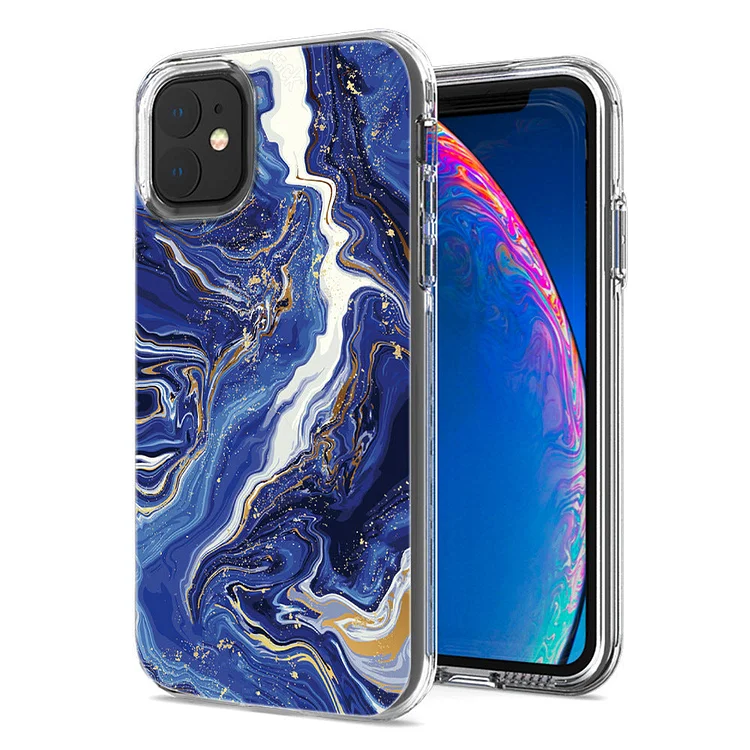 2023 Luxury Electroplated Marble Painted Transparent Protective Case For iPhone