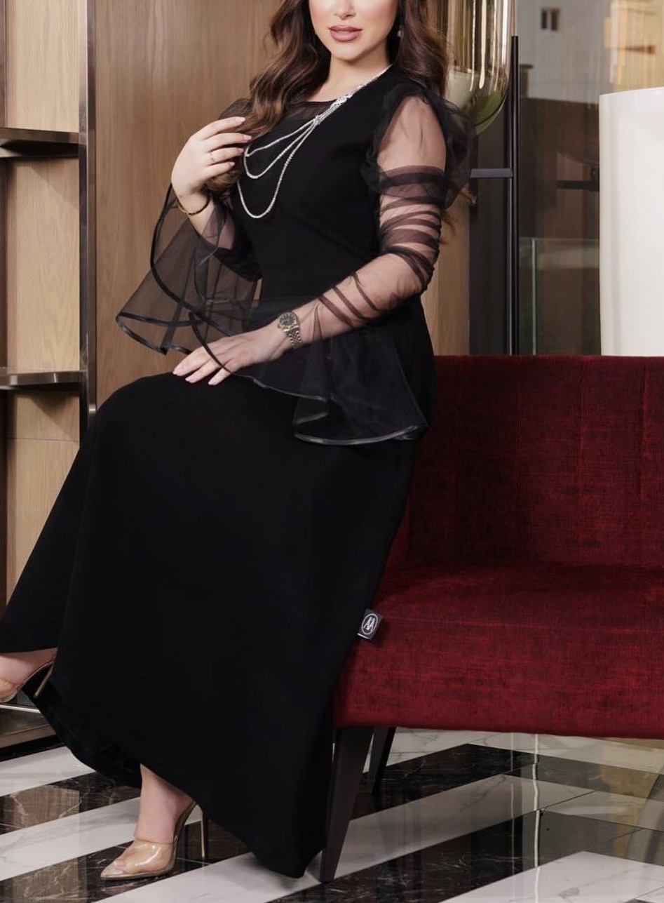 Women's Round Neck Splicing Mesh Elegant Dress | Oxredo Shop Ramadan Sale