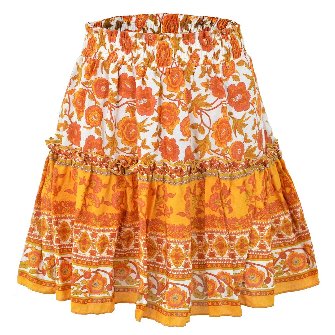 Women's Mini Skirts 2020 New Floral High Waist Frills Skirt For Women Young Girl Summer Fashion Boho Beach Sexy Short Skirt