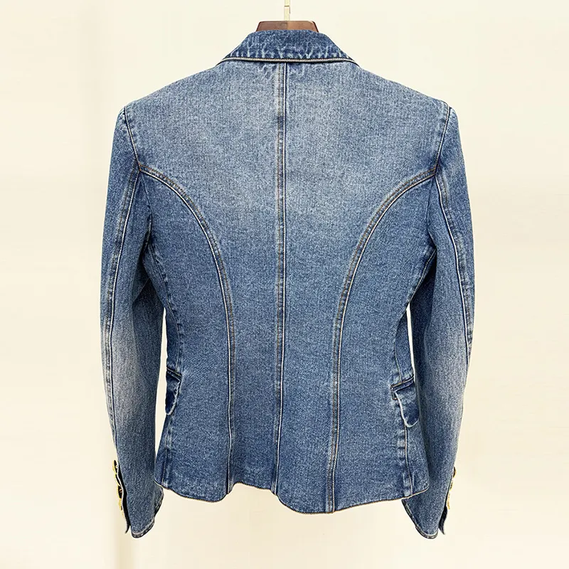 Nigikala Nigikala New Star Temperament Double Buckle Wash Denim Suit Jacket Jacket Jacket
