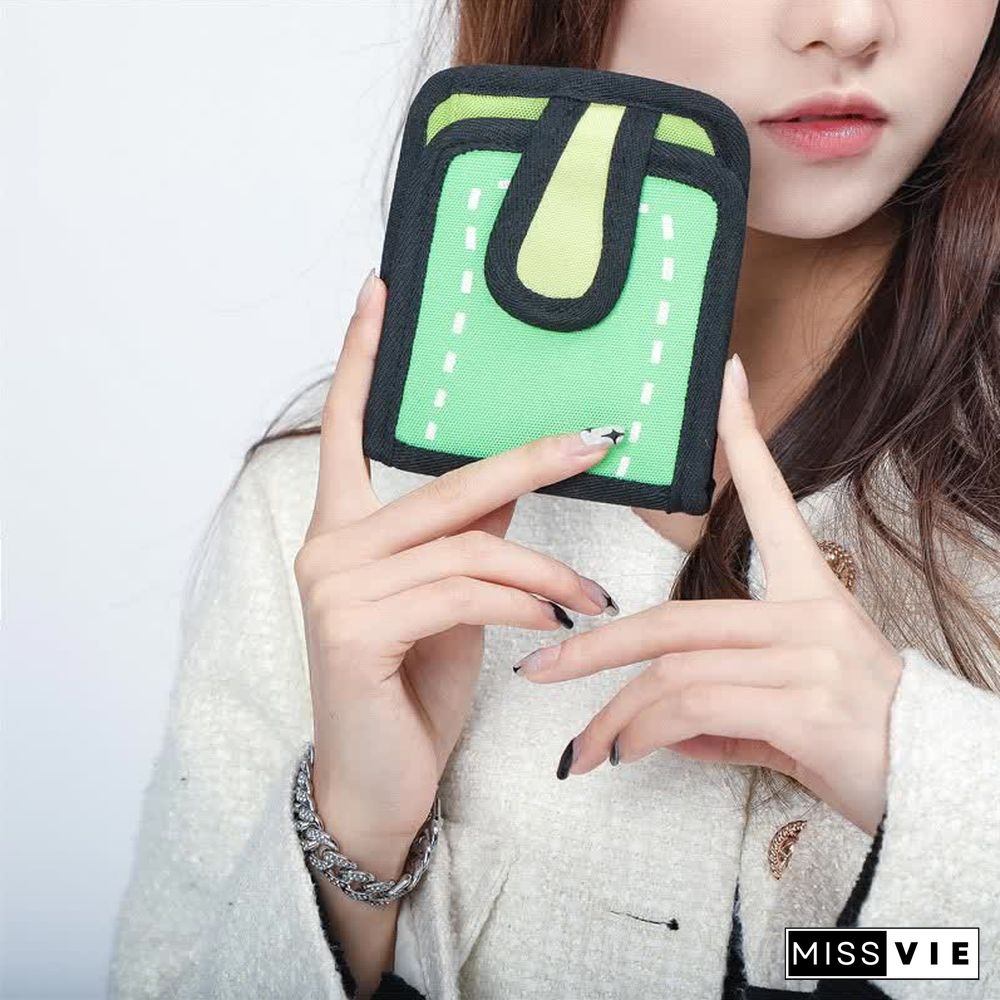 3D Cartoon Colorblock Canvas Purse