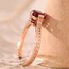 14K Rose Gold 1ct Elongated Cushion Pigeon Blood Lab Ruby Half Bezel Solitaire Ring