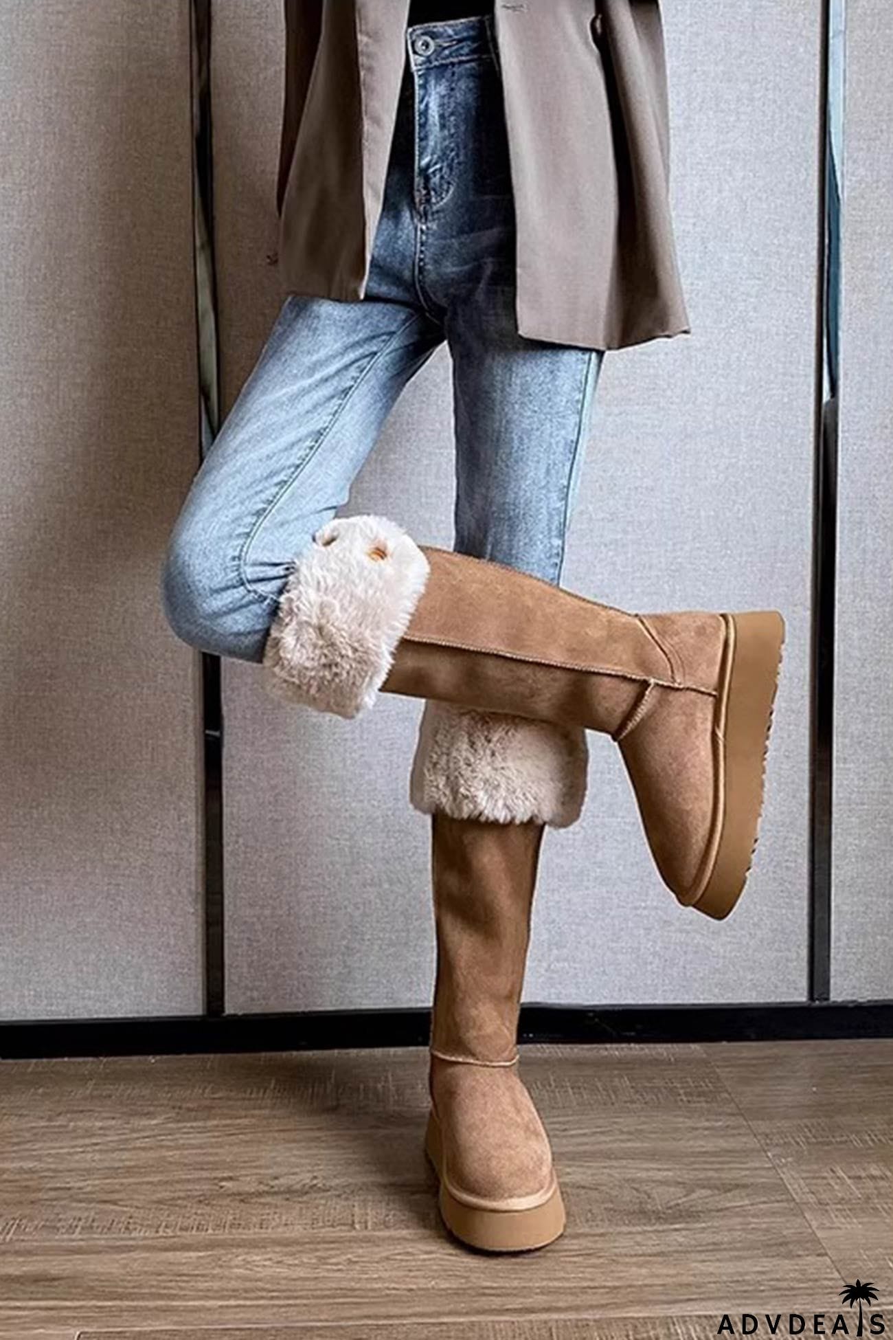 Plush Platform Knee-high Snow Boots