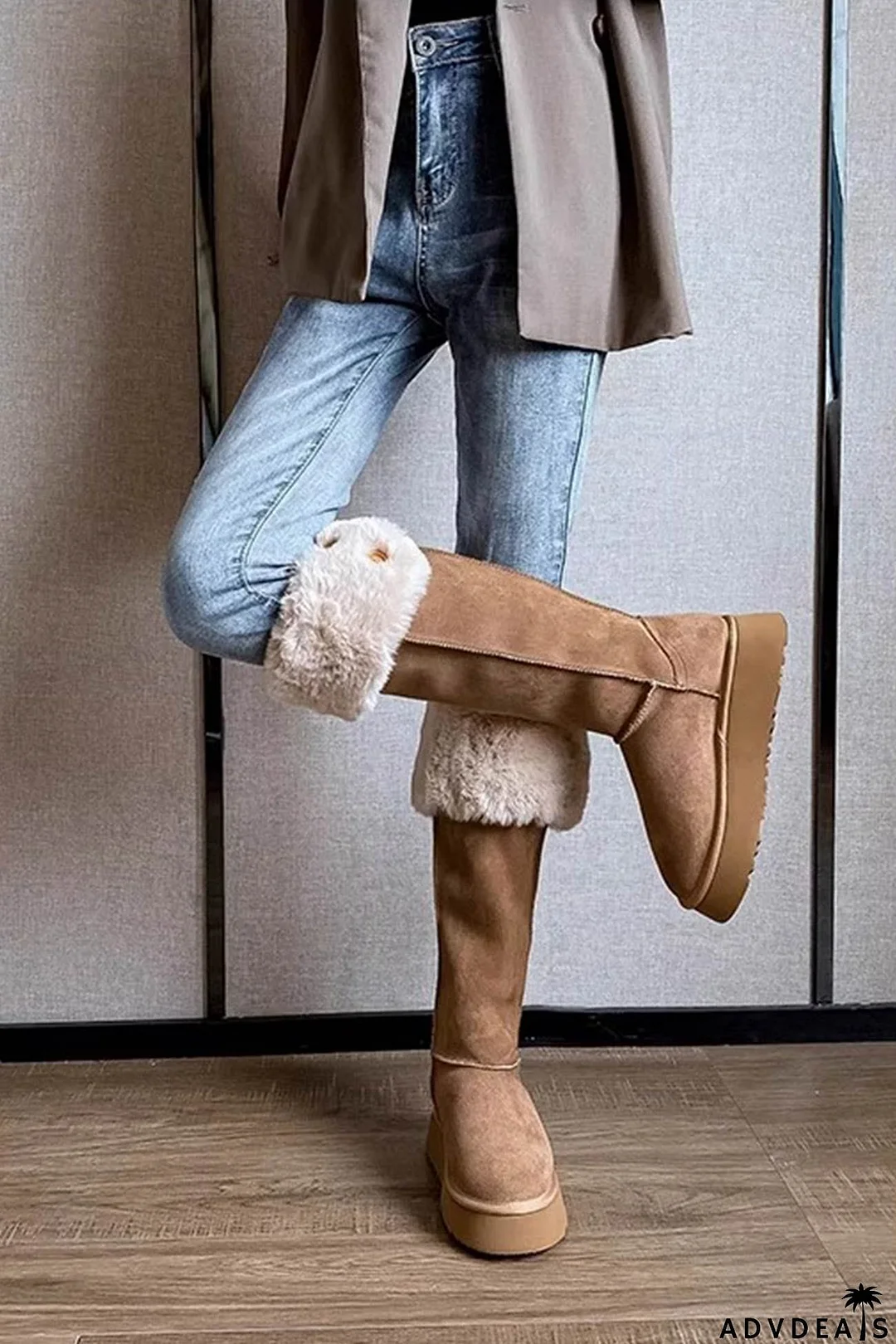Plush Platform Knee-high Snow Boots