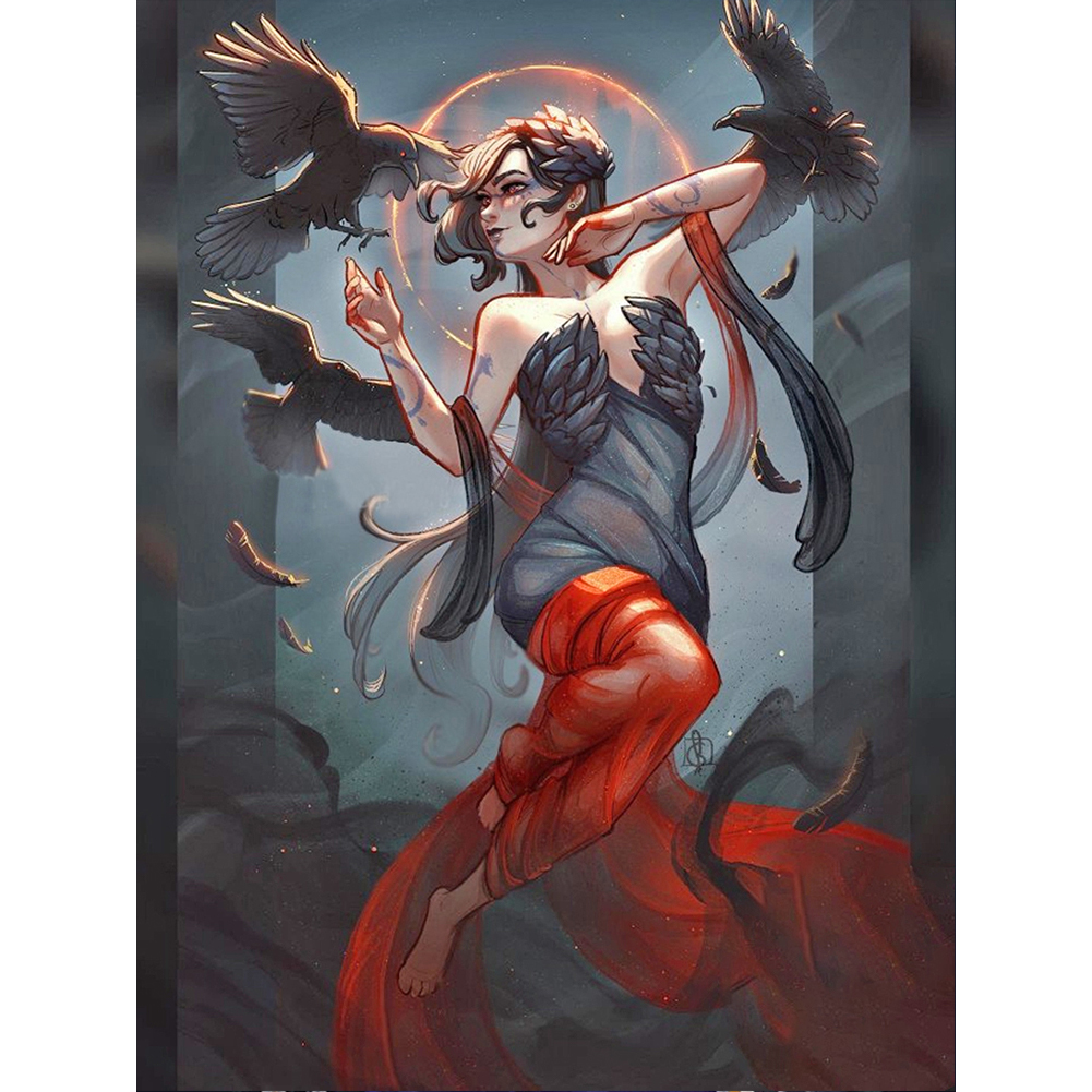 Crow Girl 30*40cm(canvas) full round drill diamond painting