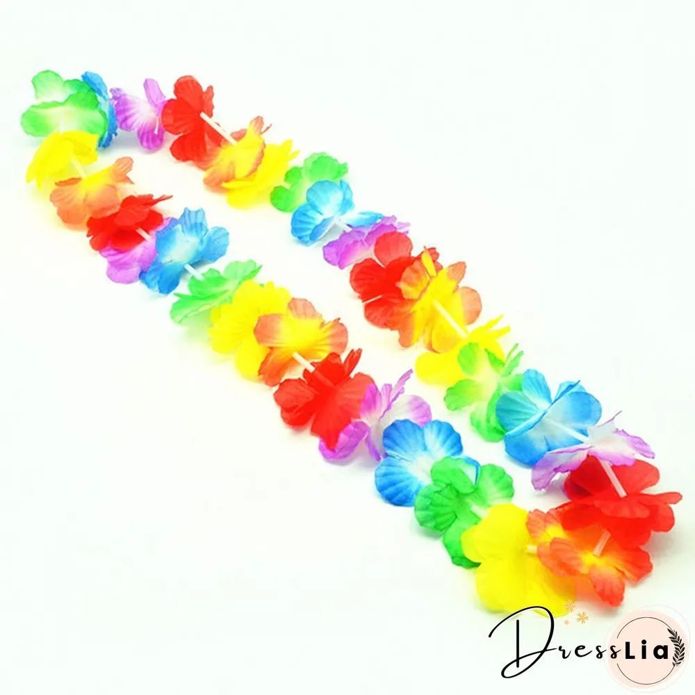 Hawaiian Wreath Leis Garland Artificial Necklace Hawaii Flowers Party Supplies Beach Fun