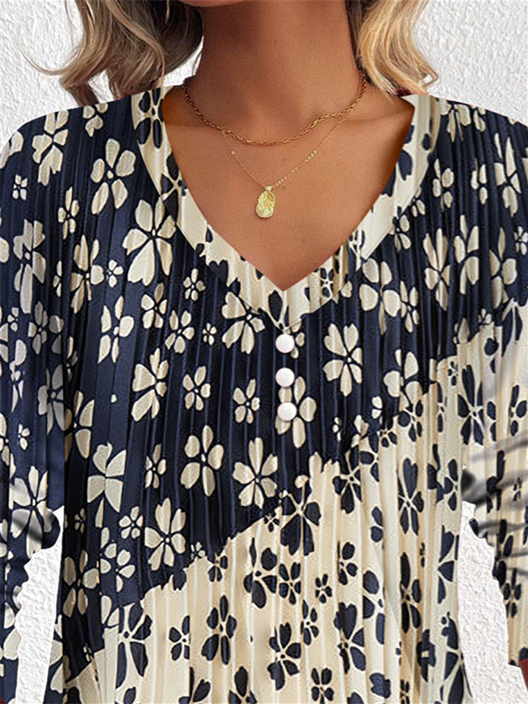 Women Half Sleeve V-neck Solid Color Dress