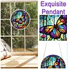 (18.5cm)DIY Acrylic Jigsaw Puzzle Window Hanging with Hanging Chain DIY Stained Glass Decoration Round Window Puzzle Decor for DIY Craft Project (Stained Glass Tree)