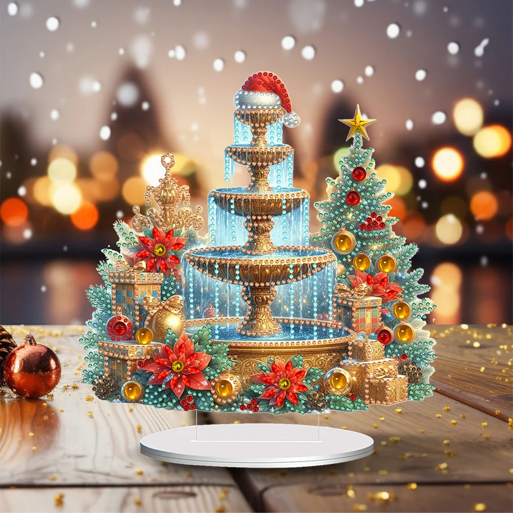 DIY Christmas Fountain Acrylic Special Shaped Diamond Painting Desktop Decor