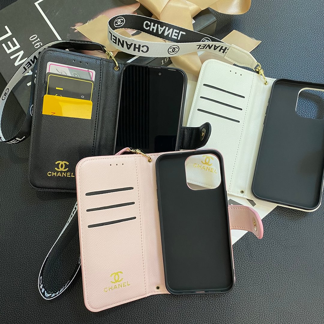 Chanel Genuine Leather Wallet Leather Crossbody Bag Apple iPhone Case