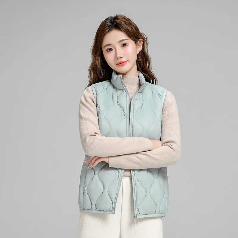 Toloer Autumn And Winter New Down Jacket Vest Female Short Stand Collar Casual Gourd Pressure Line Light Sleeveless Coat Coat-Outfit Ideas