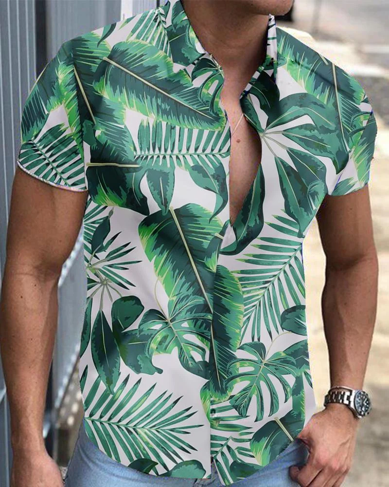 Men's Flower Shirt Casual Short Sleeve-02