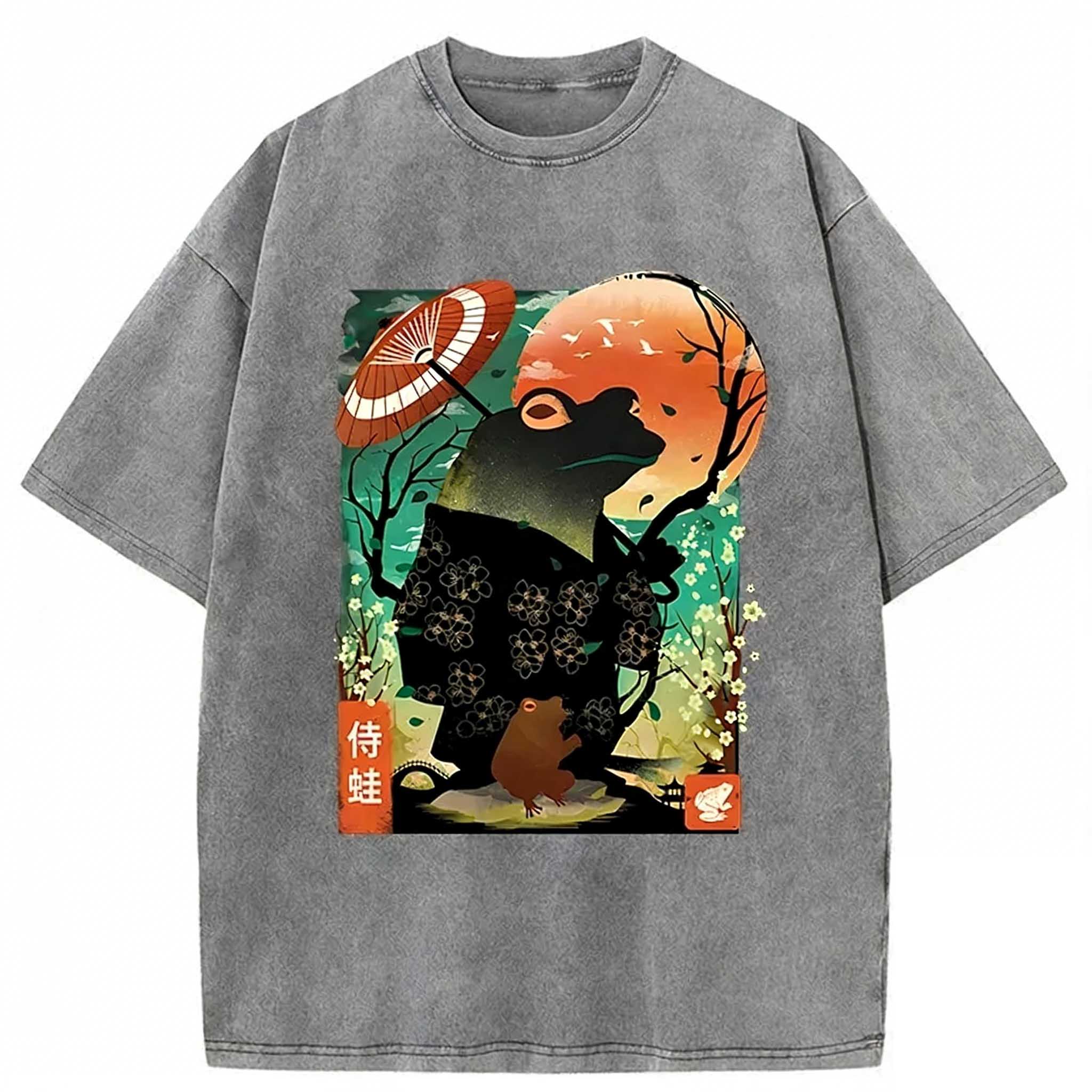 Japanese Frog Demon Washed T-shirt elevenforest