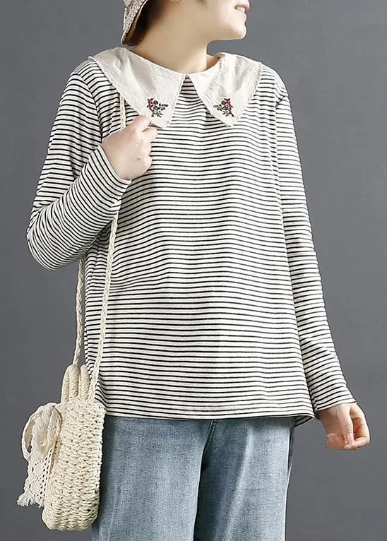 White Long Sleeve Top With Baby Collar
