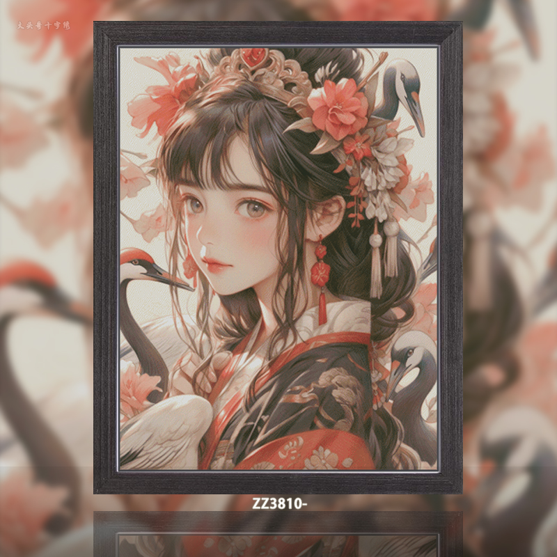 [ZZ3810-Crane Girl]  Painting Fairy Cross Stitch