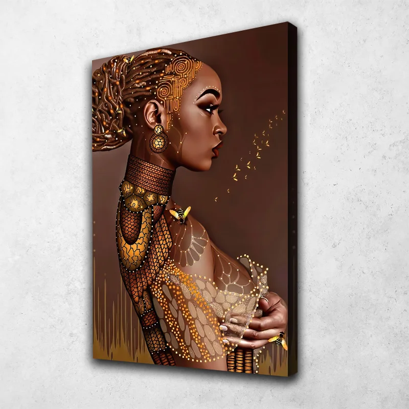 African Black Woman Modern Black African Woman Canvas Wall Art