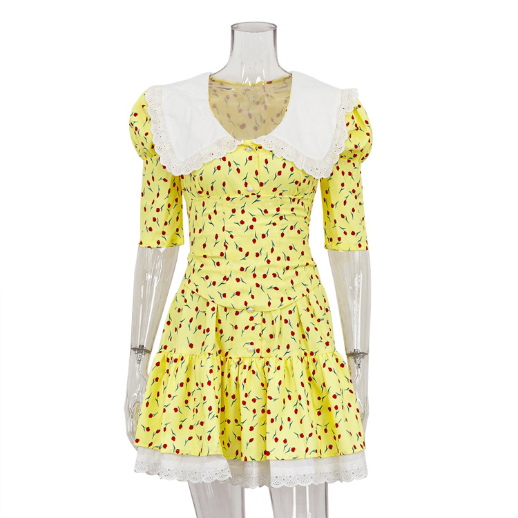 Ootddress Summer Printed Patchwork Mini Dress Female V-Neck Short Sleeve Slim Fashion Elegant Party Dress Gown For Women Dress 2025