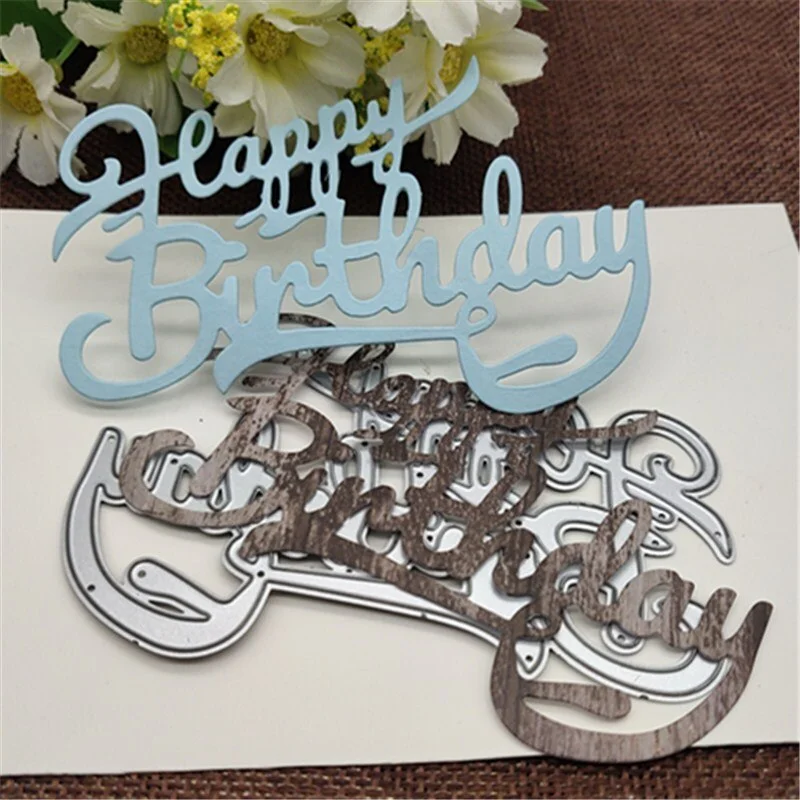 Happy birthday letters Metal Cutting Dies Stencils For DIY Scrapbooking Decorative Embossing Handcraft Die Cutting Template