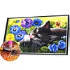 Diamond Painting -DIY Round Drill Cat lounging in Flowers