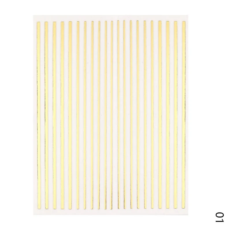 1PC Gold Sliver Striping Tape 3D Nail Stickers Geometry Lines Slider For Nails Gel Polish Decals For Manicures DIY Decoration-Nail Inspo