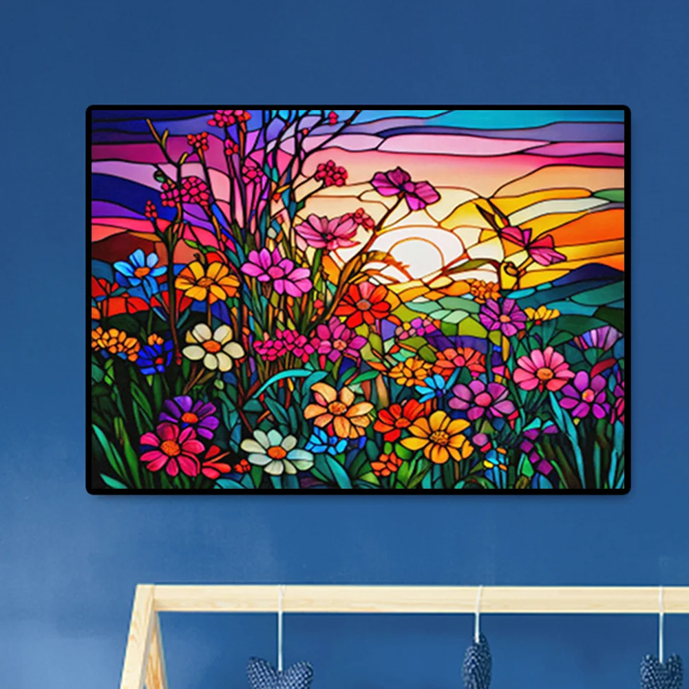 Diamond Painting - Full Round Drill - Stained Glass Flower(40*30cm)