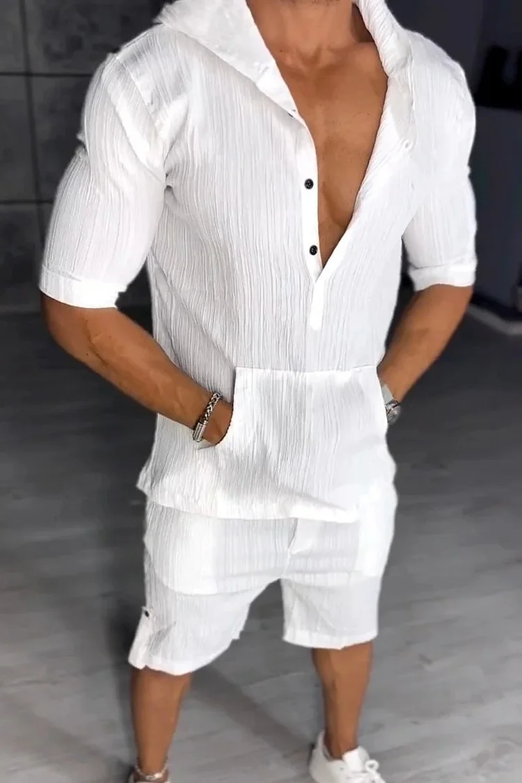 Men's casual hooded sports two piece set