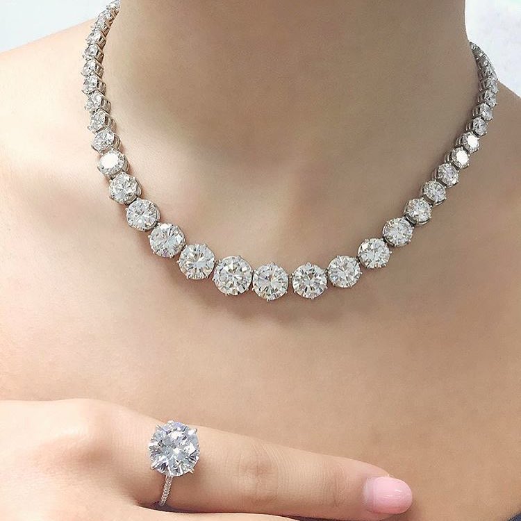 Round Cut Graduated Fine Necklace  James Yang