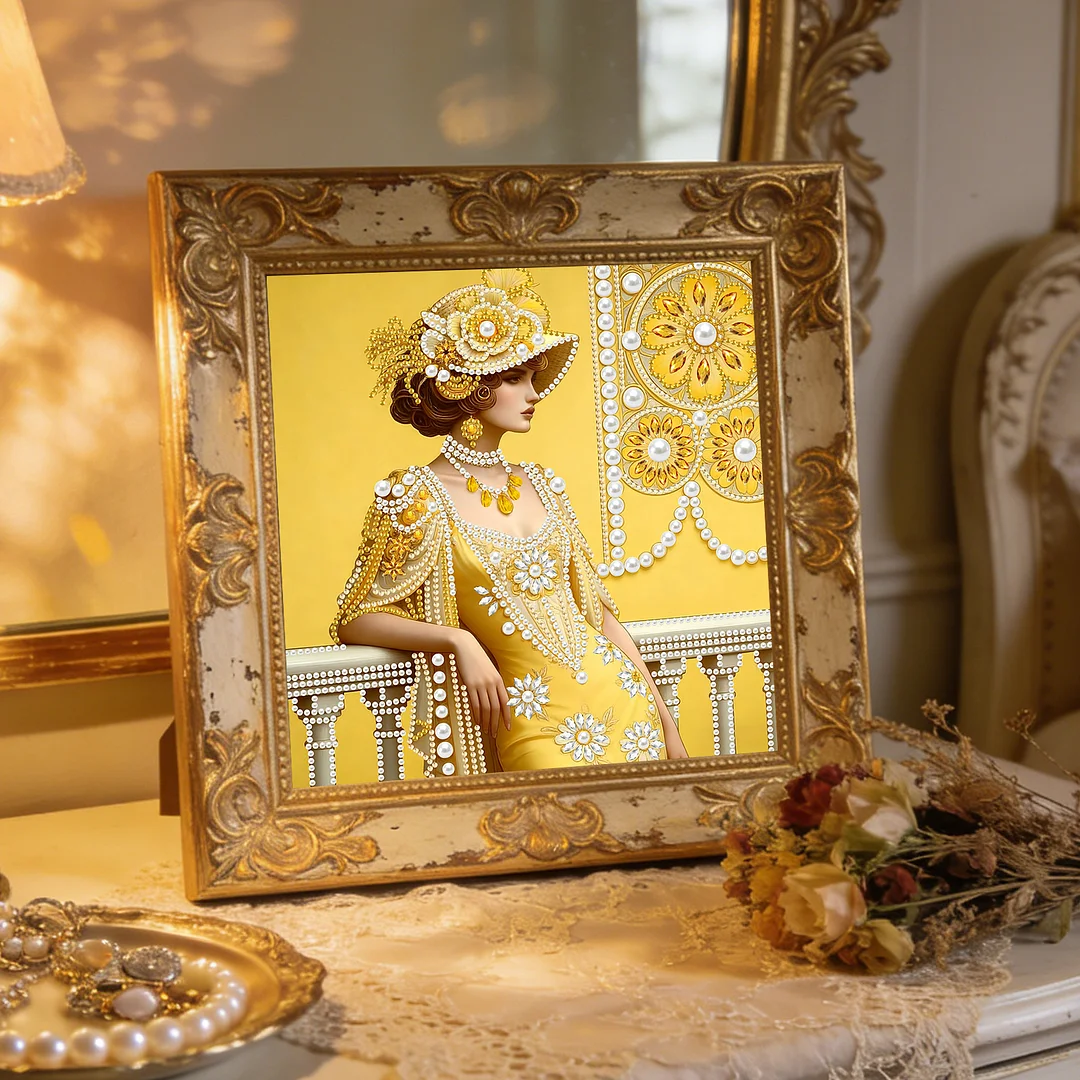 Yellow Beauty Special Shaped 5D DIY Partial Drill Diamond Painting Kit 30x30cm