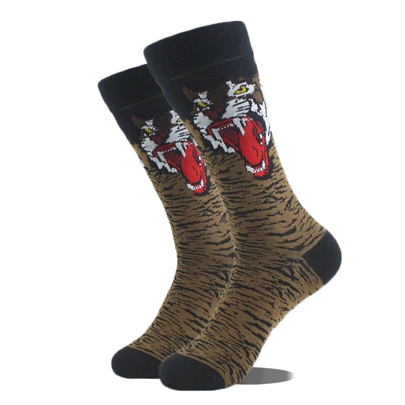 Unisex Cute Printing Animal Color Block Cotton Ankle Socks A Pair