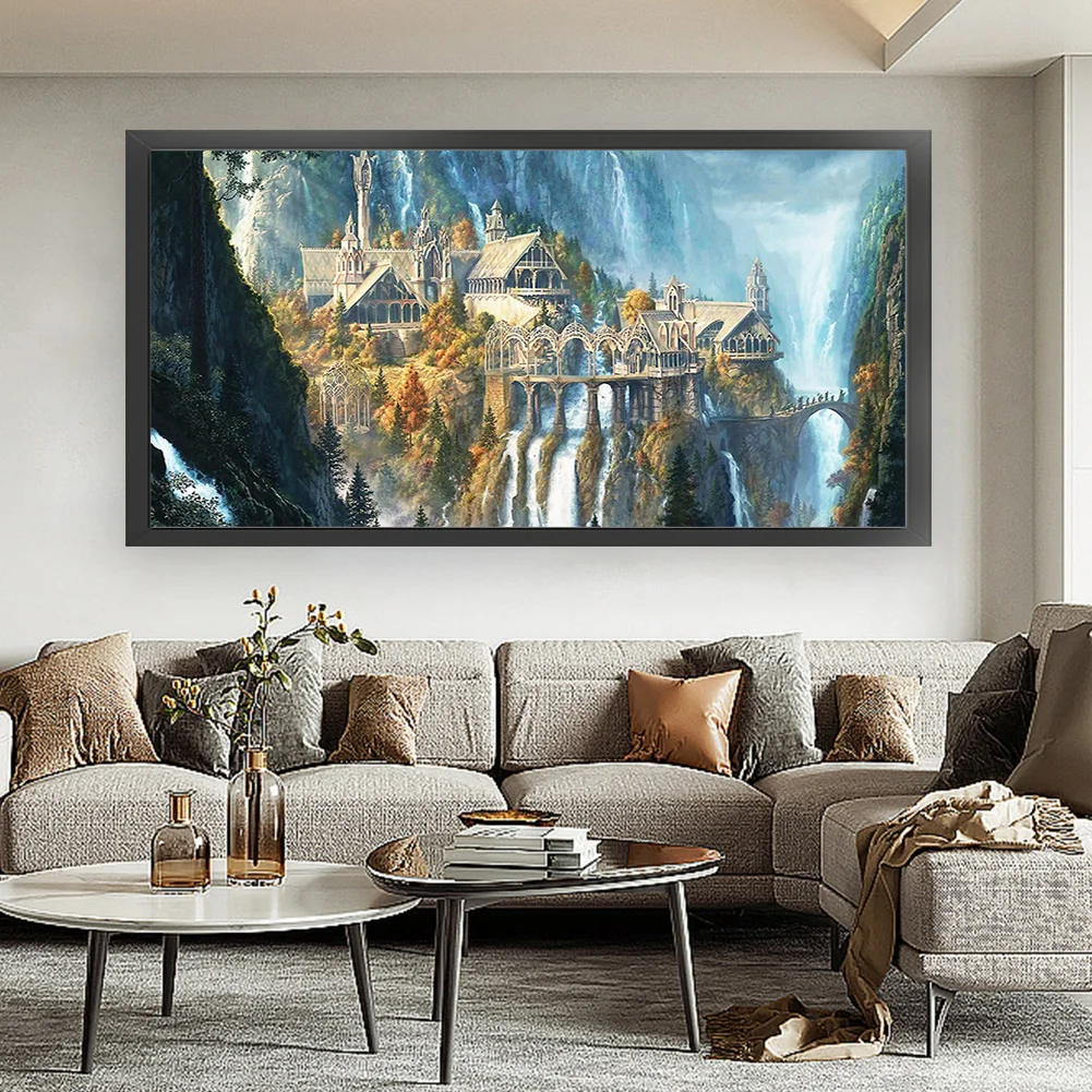 Castle Printed Cross Stitch Kit 80x40cm DIY 18CT Thread Art Needlework Decor