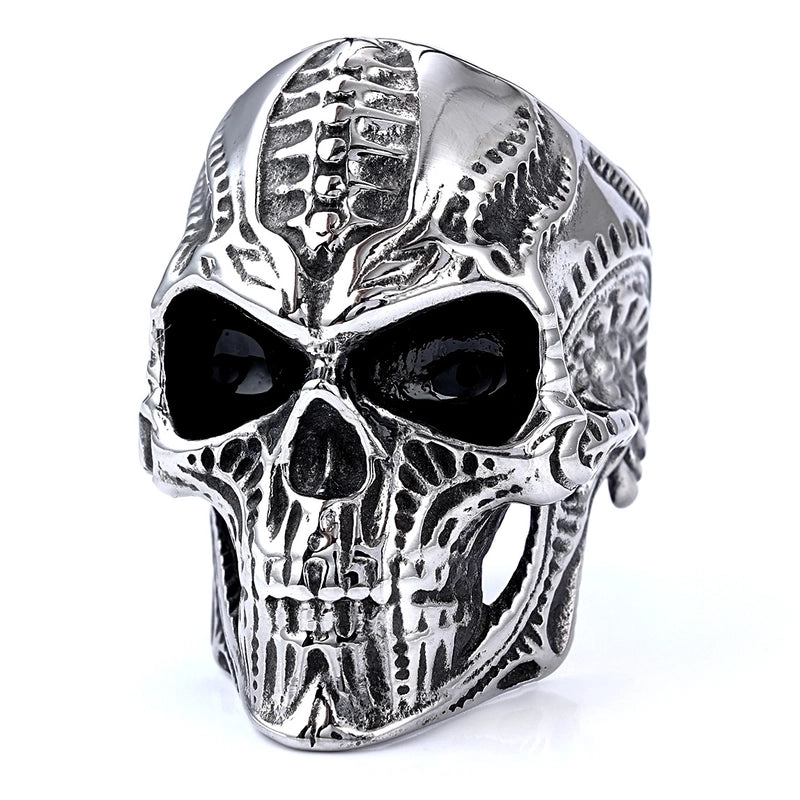 Retro Exaggerated Punk Skull 304 Stainless Steel Halloween Men’S Rings