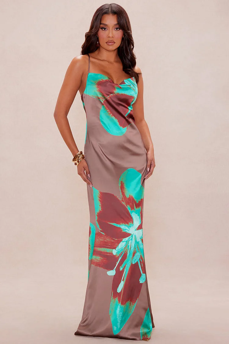 chinese dress ladies Dania Cowl Neck Slinky Maxi Dress / Fuchsia Pink | Meshki main image 1
